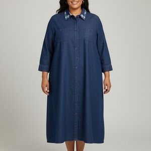 Liz & Me Blue Long Sleeve Dress